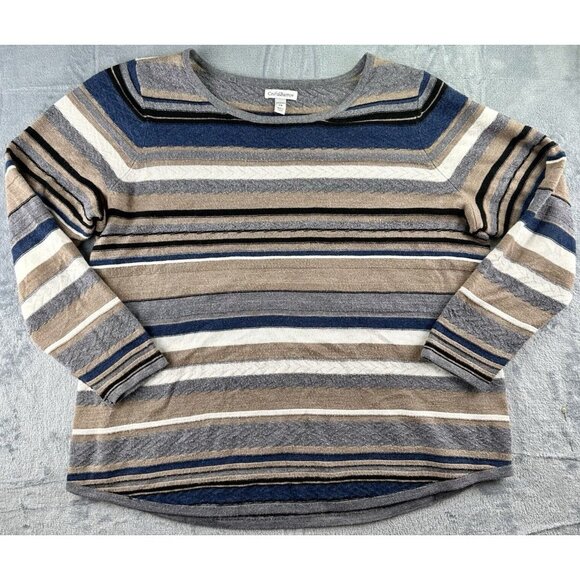 Croft & Barrow Lightweight Sweater Women 1X Multi Striped Long Sleeve Round Neck - Picture 10 of 10